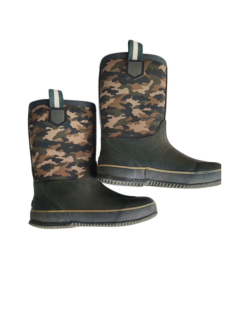Camo Mid-Calf Rain Boots - Black & Camo Size 2 Youth